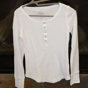 Fitted White Thermal Henley